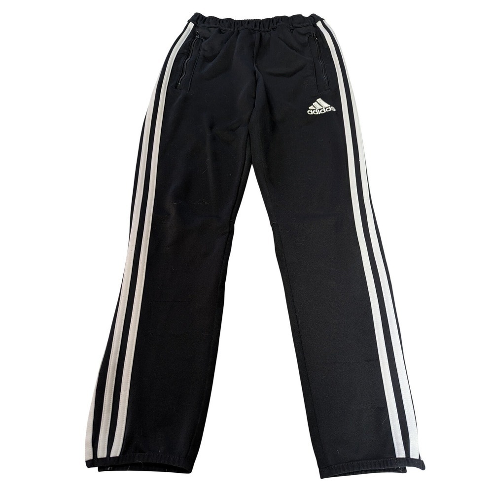Adidas Climalite Track Pants Black White Stripes Youth Large YL Youth Athletic
